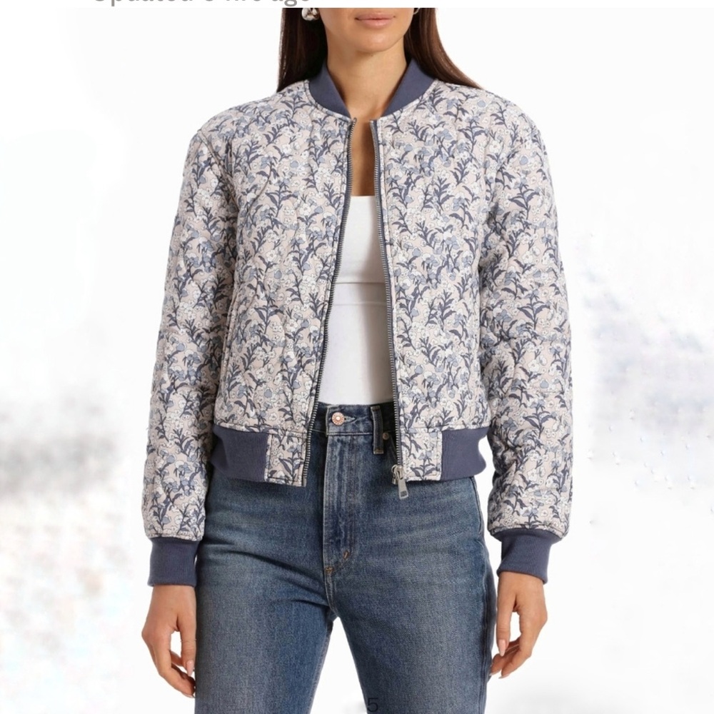 Bagatelle Blue and White Floral Bomber Jacket